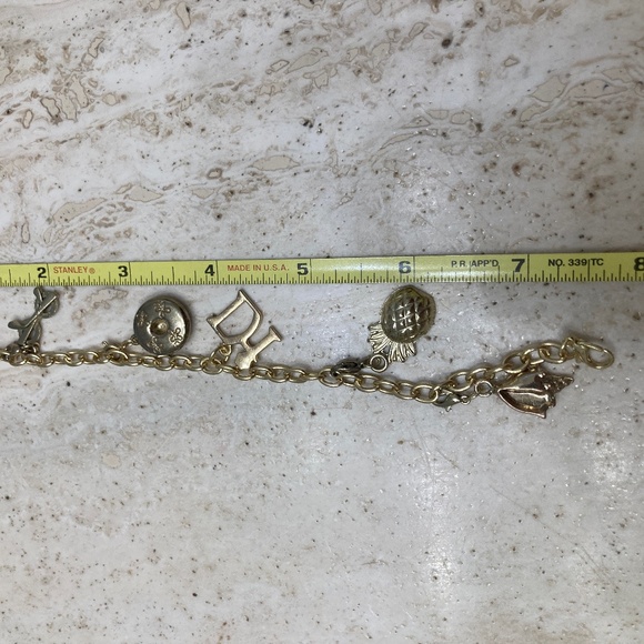 Diamond International Gold Tone Charm Bracelet With 5 Charms - Picture 7 of 8